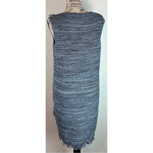 Anthropologie Holding Horses Blue Knit Sweater Dress Fringe Tweed Boho, size XS - Picture 7 of 12